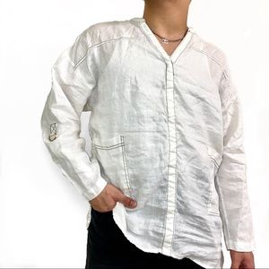 White Marc New York Linen Long Sleeve Shirt